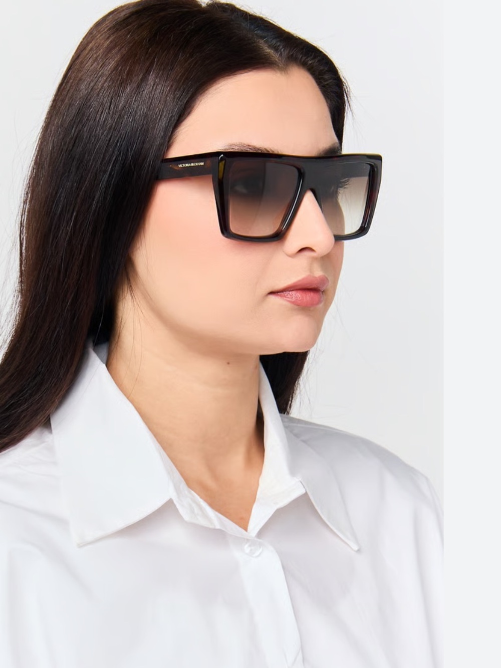 Victoria Beckham Brown Gradient Square Sunglasses
